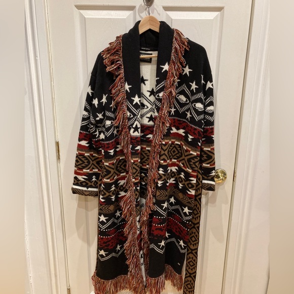 Scotch & Soda Jacquard woven fringed cardigan M - Picture 3 of 8